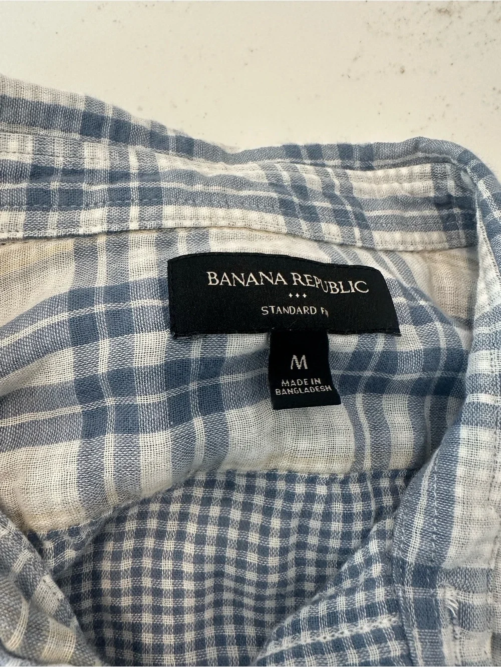 Banana Republic Blue and White Plaid Button-Down Shirt